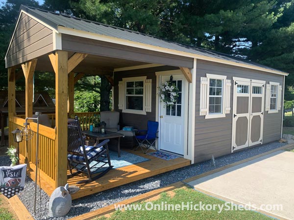 Hickory Sheds Utility Front Porch with Side Double Barn Doors