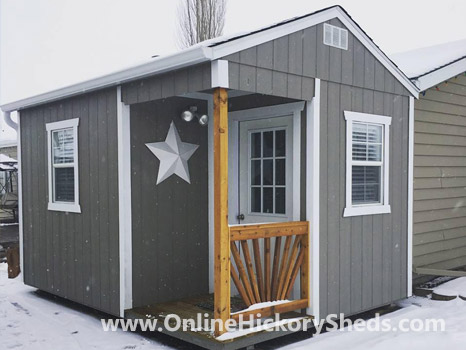Hickory Sheds Utility Side Porch Painted Gray Shadow
