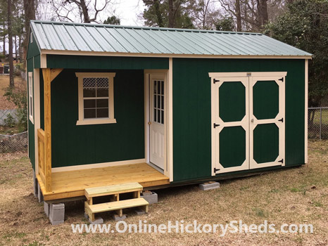 Hickory Sheds Utility Side Porch Painted Evergreen