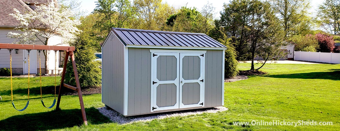 Hickory Sheds Side Utility Shed Painted Gap Gray with Double Barn Doors
