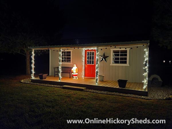 Hickory Sheds Side Utility with Christmas Lights